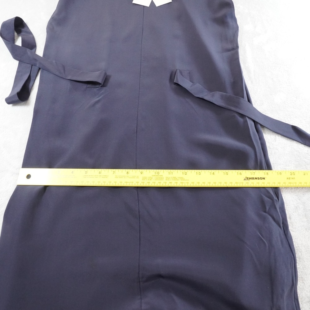 COS Silk Shift Dress Womens XS Navy Blue Cap Sleeve Belted Minimalist EU 32 - Picture 9 of 15